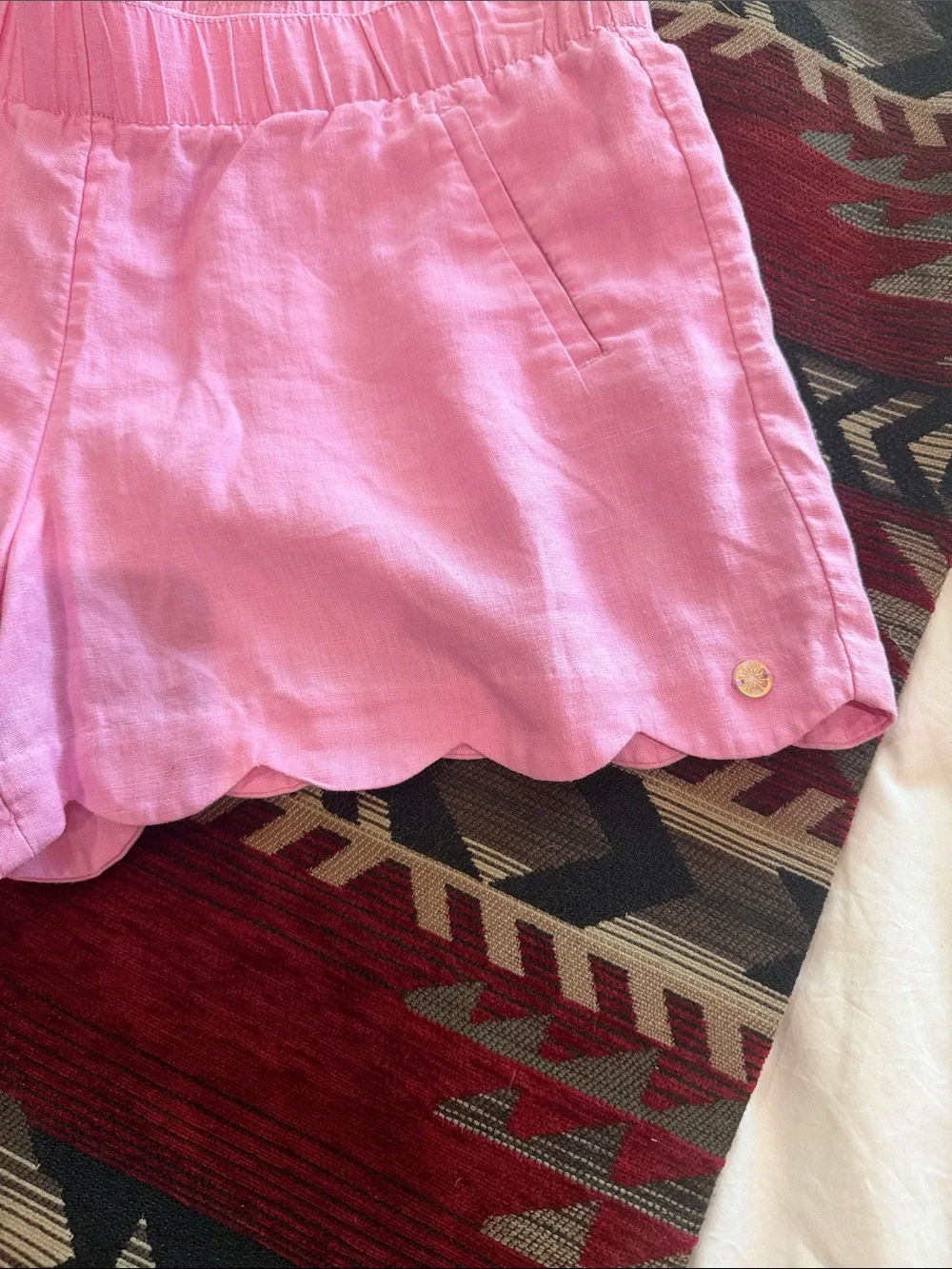 Lilly Pulitzer Light Pink Scallop-Hem High Waist Shorts